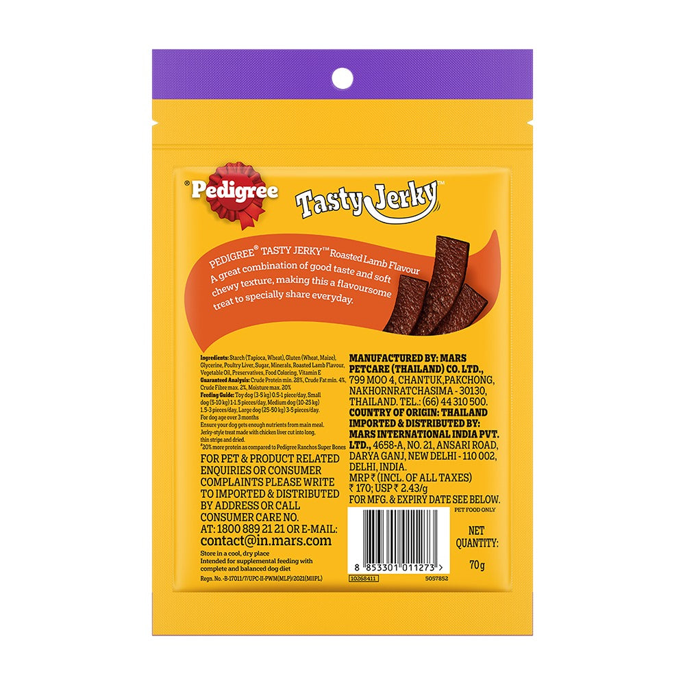 Pedigree Dentastix Oral Care for Adult (Small Breed of 5 to 10 kg) and Roasted Lamb Tasty Jerky Dog Treats Combo Dog Treats + Others Pedigree