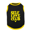 PawsIndia Self Love Club Printed with Ribbed Sleeves TShirt for Dogs (Black) Dogs-Clothing & Accessories Pawsindia Dropship