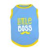 PawsIndia Little Boss Printed with Ribbed Sleeves TShirt for Dogs (Blue) Dogs-Clothing & Accessories Pawsindia Dropship