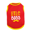 PawsIndia Little Boss Printed with Ribbed Sleeves TShirt for Dogs (Red) Dogs-Clothing & Accessories Pawsindia Dropship