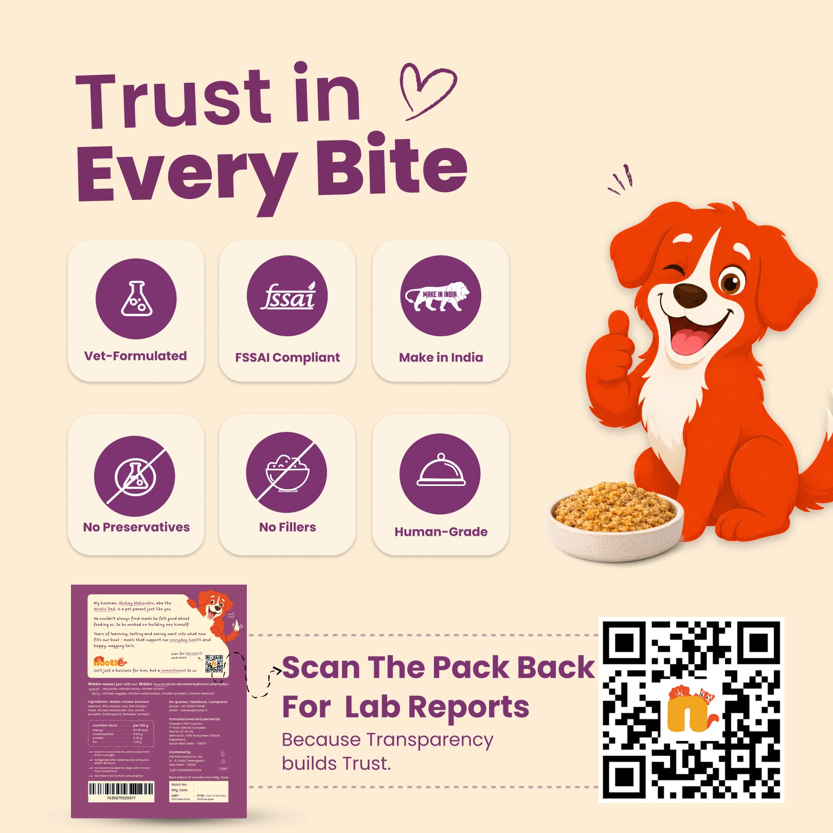 Nibblr By Nootie Wholesome Chicken Liver Beetroot & Rice Ready to Eat Meal Dog Wet Food Dogs-Fresh Food Nootie