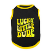 PawsIndia Lucky Little Dude Printed with Ribbed Sleeves TShirt for Dogs (Black) Dogs-Clothing & Accessories Pawsindia Dropship
