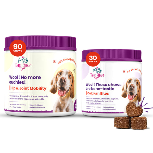 TailsAlive Hip & Joint and Calcium Chicken Flavor Soft Chews Supplements Combo for Dogs