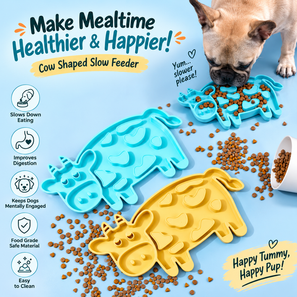 Talking Dog Club Moo Slow Feeder Bowl for Dogs and Cats