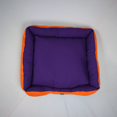 Skatrs Square Shaped Bed for Dogs & Cats (Orange/Purple)