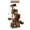 Furrlovers Multilevel Plush Cat Tree with Condo, Hammock & Jute Rope Scratching Posts (Brown) Cats-Toys Furrlovers Dropship