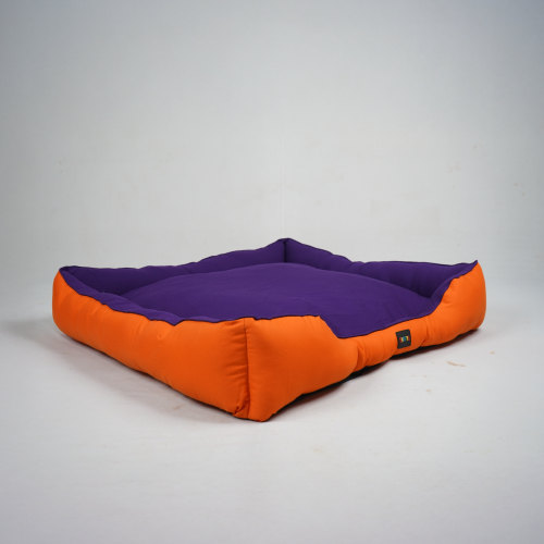 Skatrs Square Shaped Bed for Dogs & Cats (Orange/Purple)