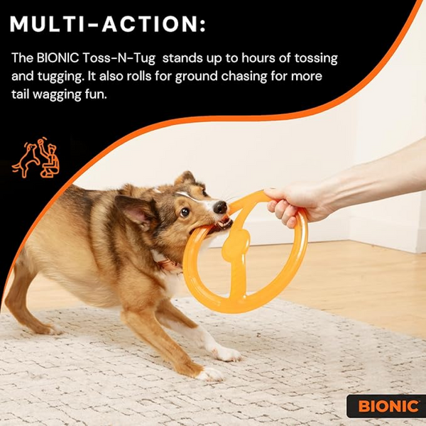 Bionic Toss N Tug Ring Toy for Dogs (Orange)