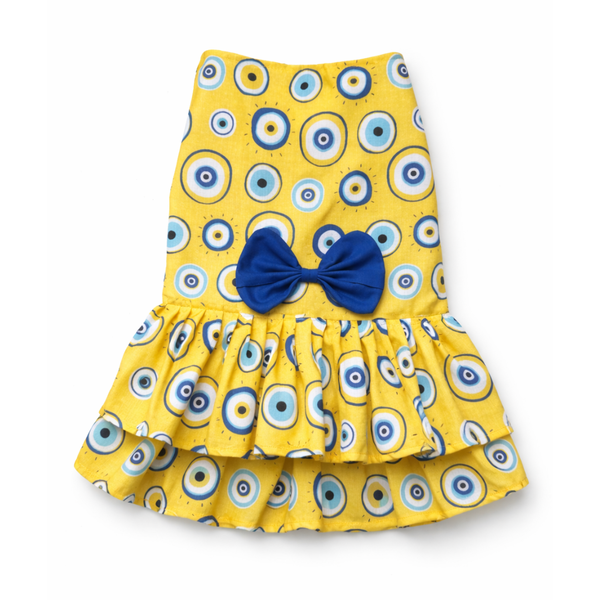 Pawgypets Evil Eye Casual Dress for Dogs (Yellow)