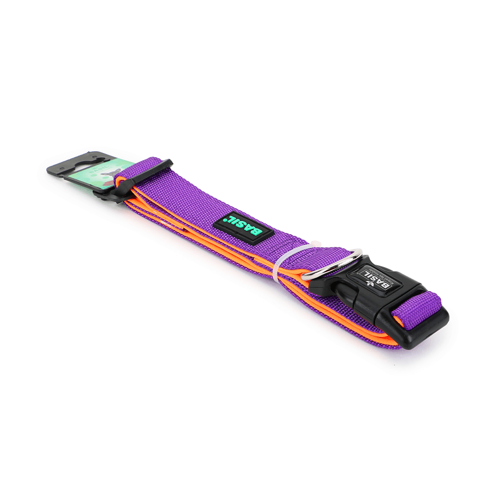 Basil Printed Adjustable Harness, Printed Leash and Nylon Padded Collar for Dogs Combo (Purple) - M