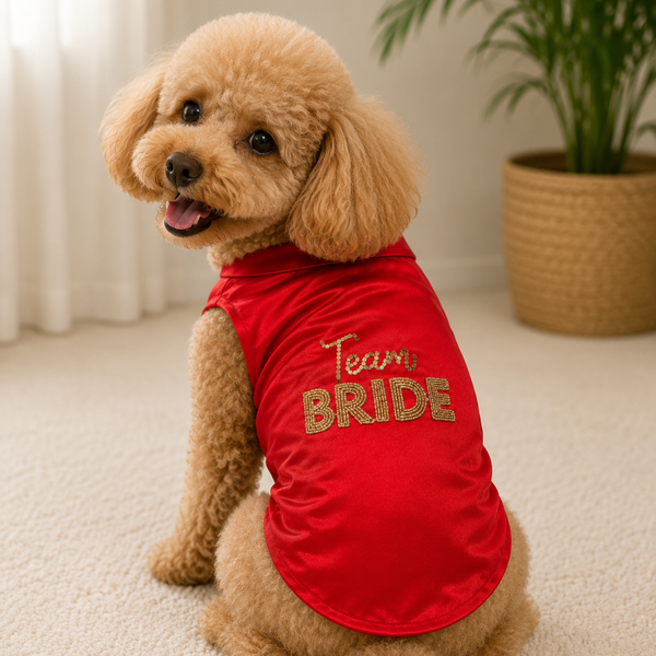Pawgy Pets Team Bride Beadwork Tshirt for Dogs (Red)