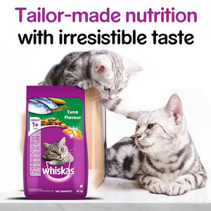 Whiskas Chicken Gravy Adult Cat Wet Food and Tuna Flavour Adult Cat Dry Food Combo