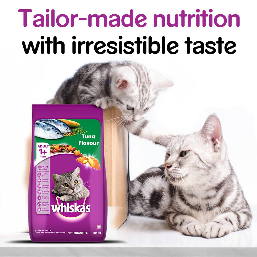 Whiskas Tuna in Jelly Meal Adult Cat Wet Food and Tuna Flavour Adult Cat Dry Food Combo