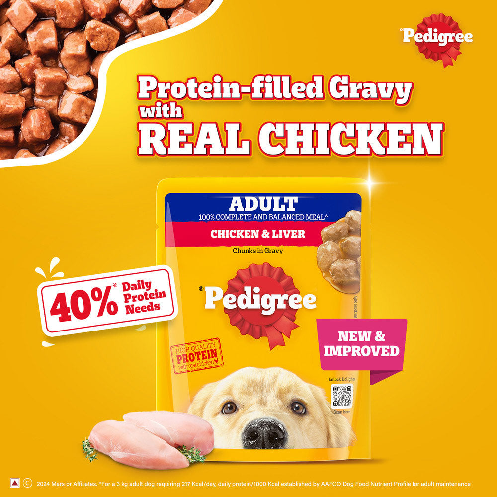 Pedigree Chicken and Liver Chunks in Gravy Adult Dog Wet Food (70g) Dogs-Wet Food Pedigree
