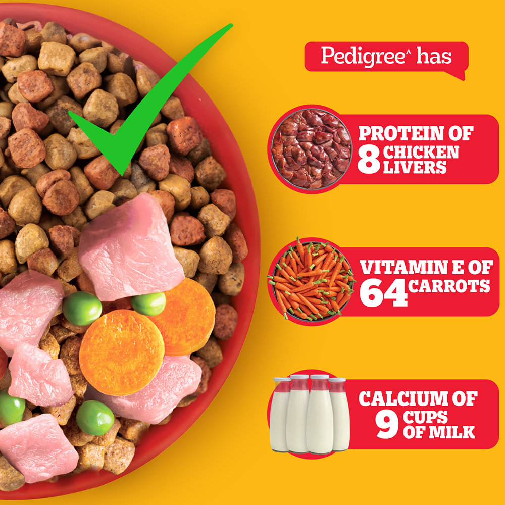 Pedigree Adult Dog Food Combo |Chicken & Vegetables Dry & Chicken & Liver Wet Dogs- Dry Food Pedigree