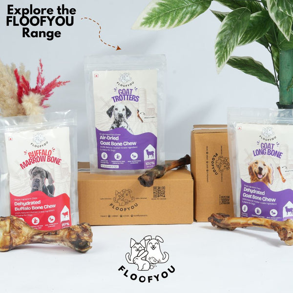 FloofYou Air Dried Goat Trotter Bone Chew Dog Treats