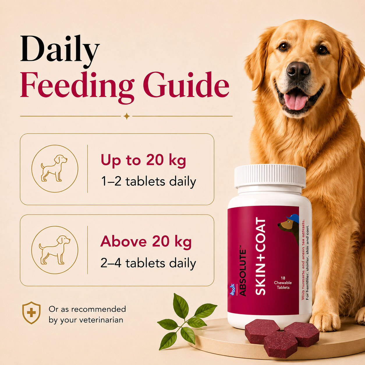 Drools Absolute Skin & Coat Supplement Tablets for Dogs Dogs-Health & Wellness Drools