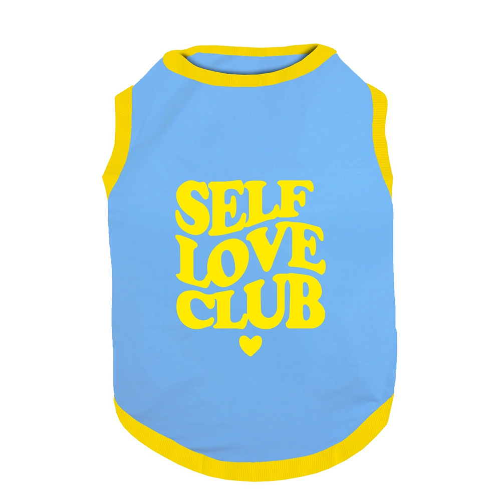 PawsIndia Self Love Club Printed with Ribbed Sleeves TShirt for Dogs (Blue) Dogs-Clothing & Accessories Pawsindia Dropship