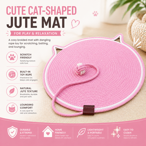 Talking Dog Club Rope Scratching Mat for Cats (Pink)