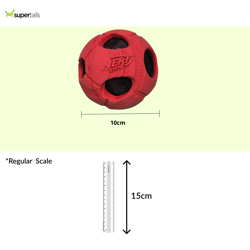 Nerf Bash Transparent TPR Classic Squeak Ball Toy for Dogs (Red) Dogs-Toys Nerf