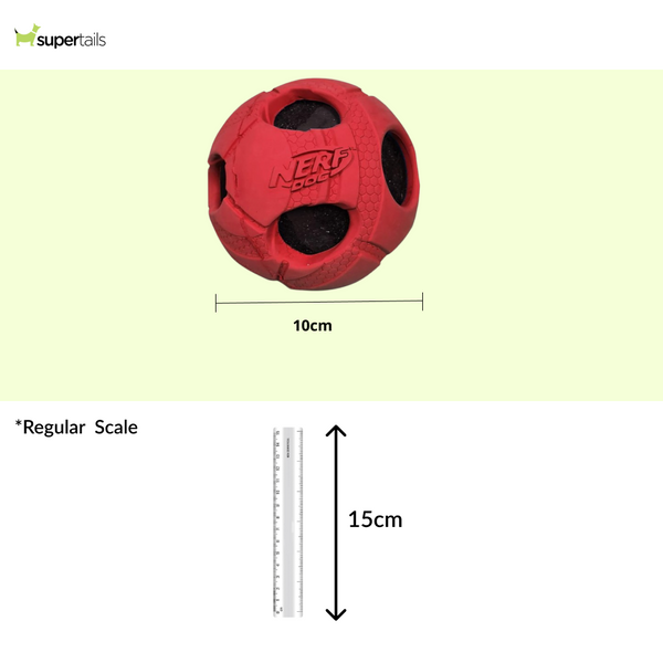 Nerf Bash Transparent TPR Classic Squeak Ball Toy for Dogs (Red)