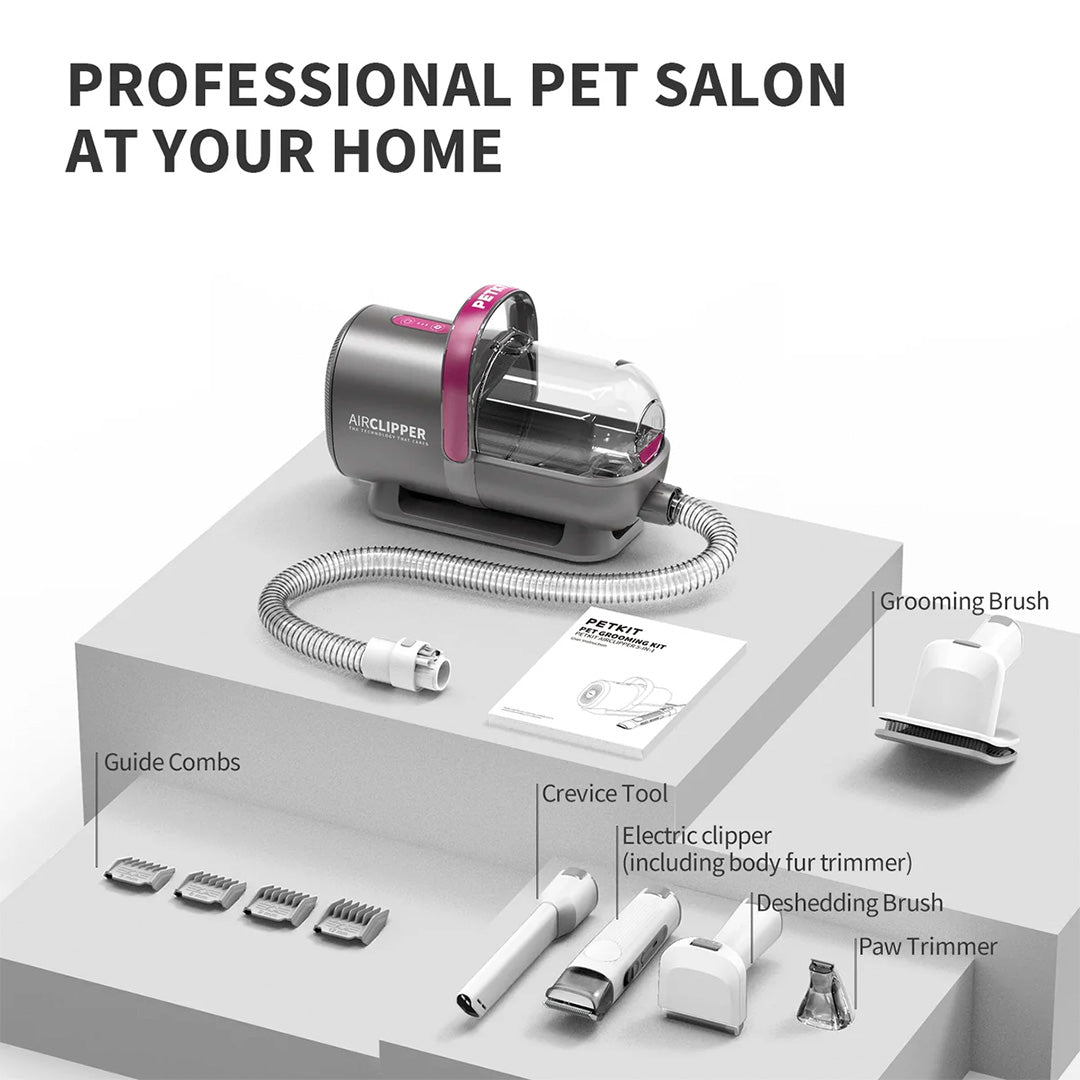Petkit Professional 5 in 1 Grooming & Hair Vaccum Kit for Dogs and Cats (Grey) Sample Supertails