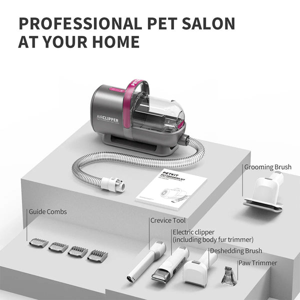 Petkit Professional 5 in 1 Grooming & Hair Vaccum Kit for Dogs and Cats (Grey)