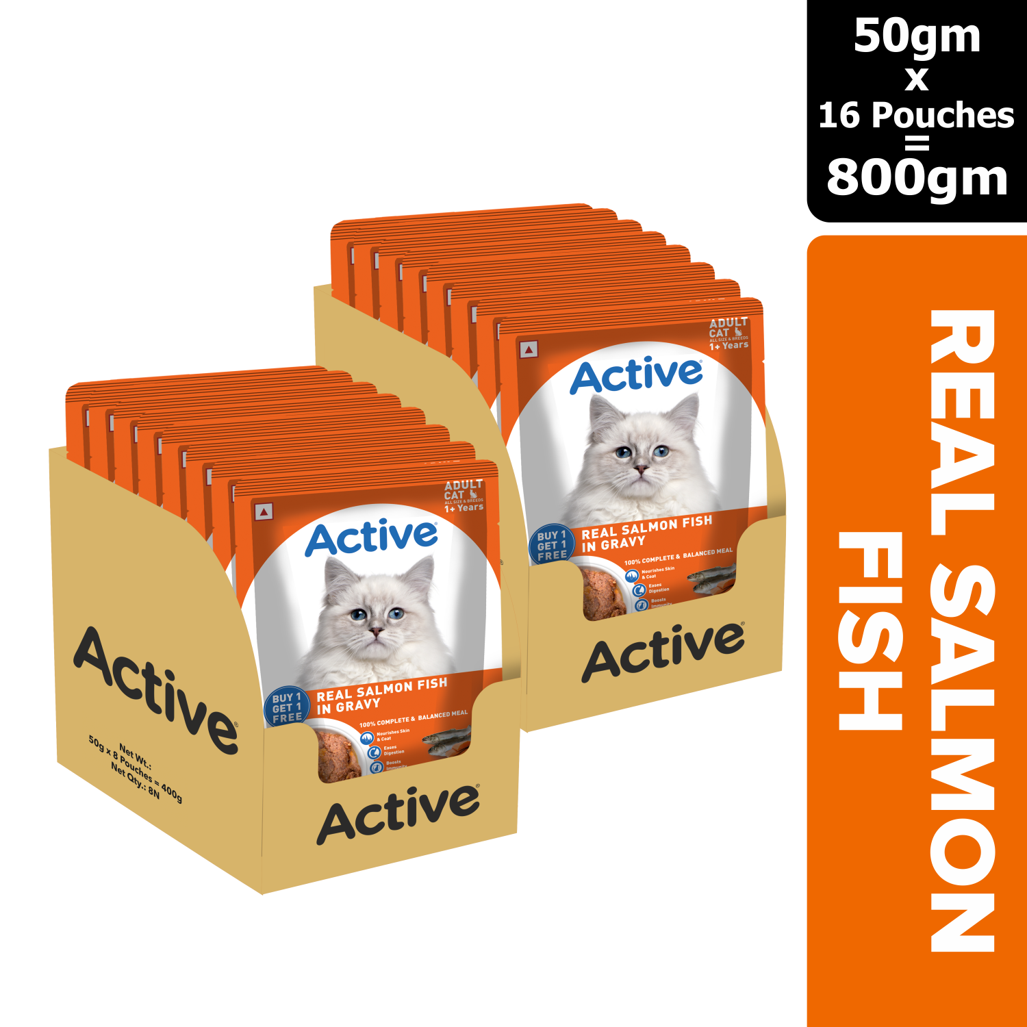 Active Real Salmon Fish in Gravy Adult Cat Wet Food ( Buy 1 Get 1 ) Cats-Wet Food Active