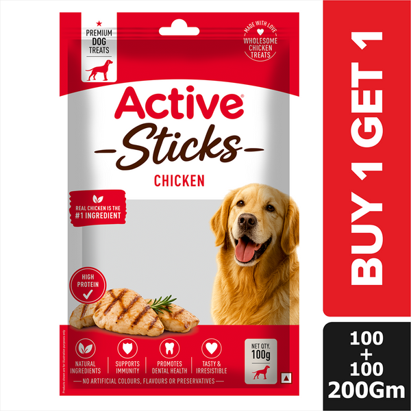 Active Chicken Dog Treat Sticks Jar (Buy 1 Get 1)