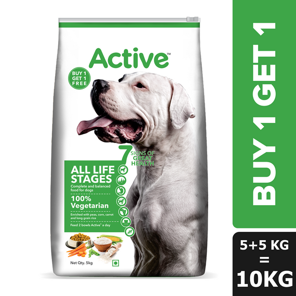 Active All Breed 100% Veg Dog Dry Food (Buy 1 Get 1)