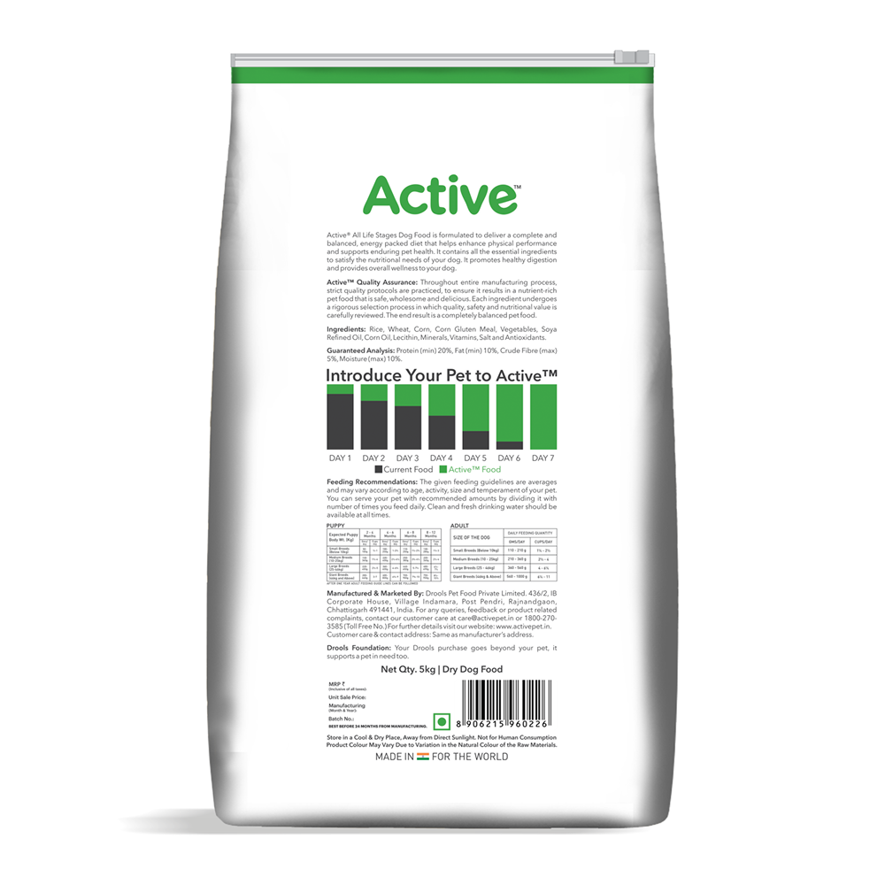 Active All Breed 100% Veg Dog Dry Food (Buy 1 Get 1) Dogs- Dry Food Active