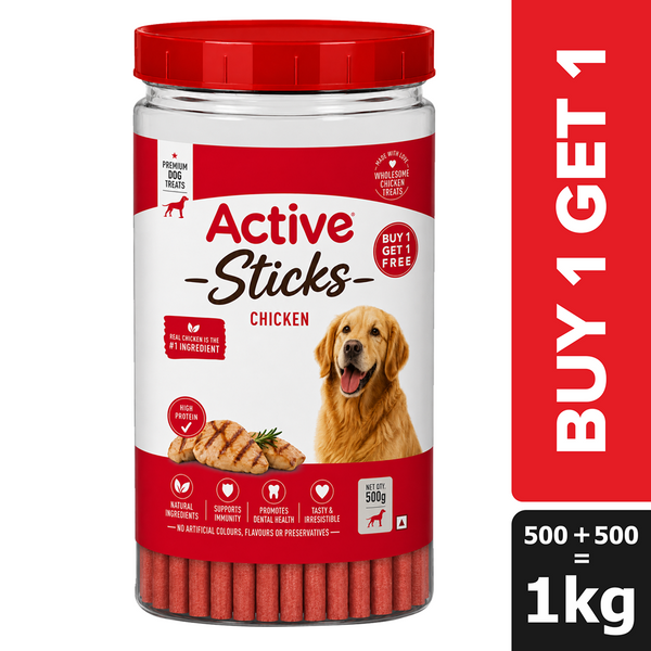 Active Chicken Dog Treat Sticks Jar (Buy 1 Get 1)