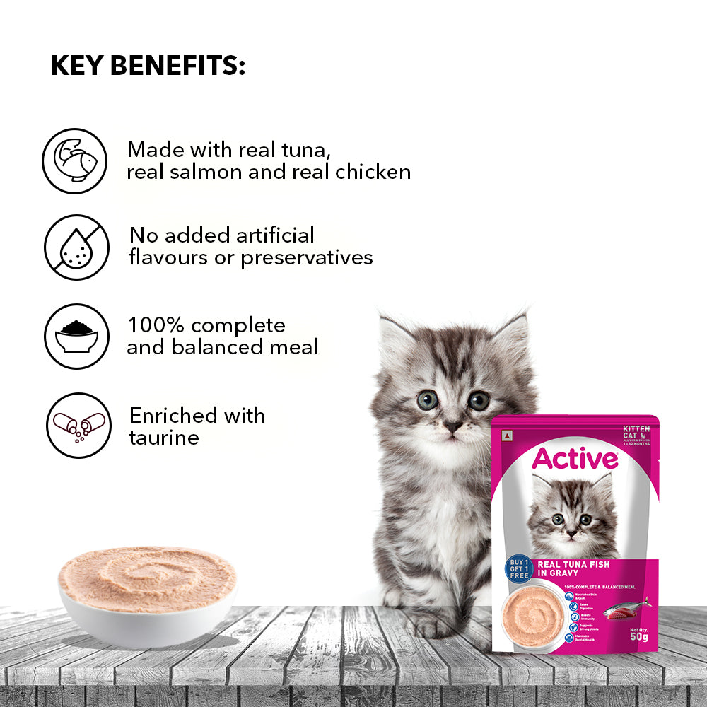 Active Real Tuna Fish in Gravy Kitten Cat Wet Food (Buy 1 Get 1) Cats-Wet Food Active