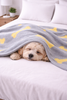 Talking Dog Club Bone Print Viscose Blanket for Dogs (Grey and Yellow Bone) Both-Bedding, Mats & Travel Supplies Talking Dog Club Dropship