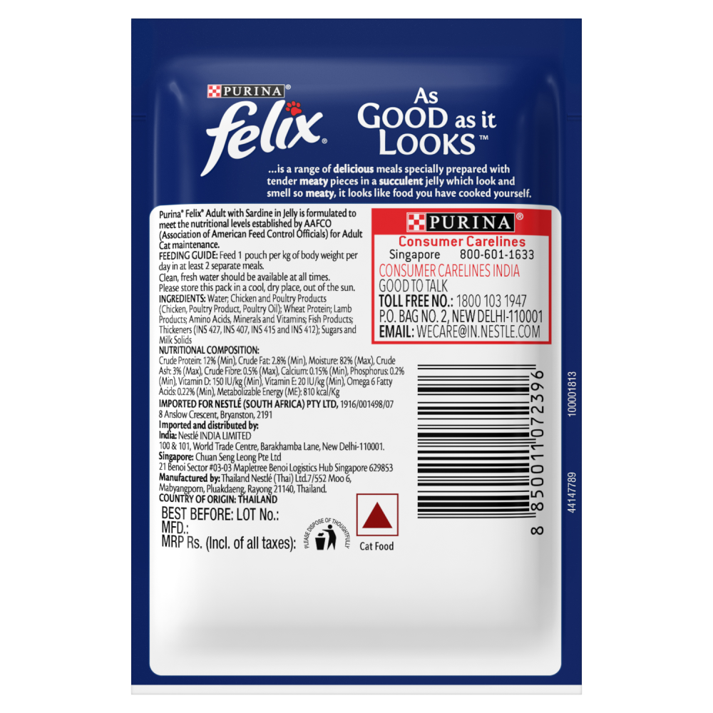 Purina Felix Sardine with Jelly Adult Cat Wet Food Cats-Wet Food Felix