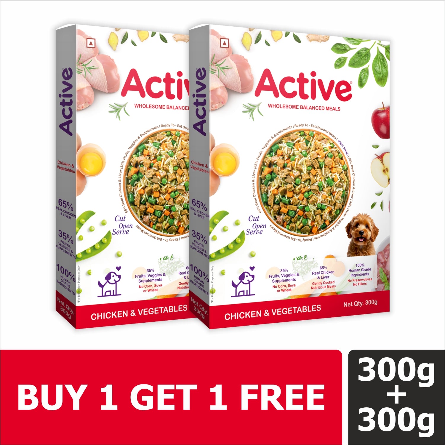 Active Chicken and Vegetable Biryani Fresh Food for Dogs (Buy 1 Get 1) Dogs-Fresh Food Active