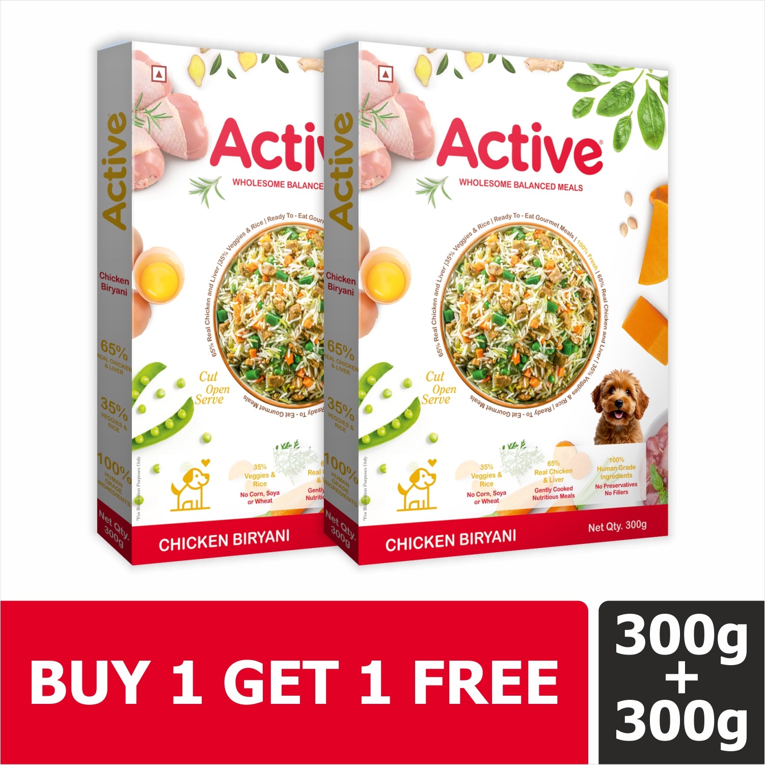 Active Chicken Biryani Fresh Food for Dogs (Buy 1 Get 1) Dogs-Fresh Food Active