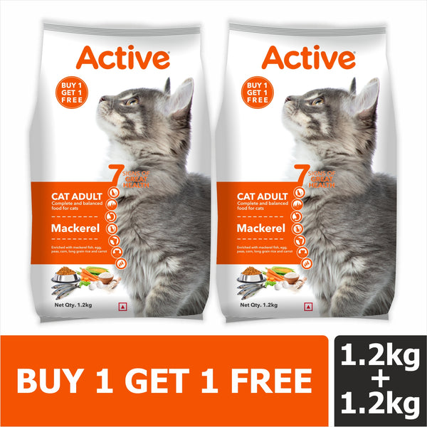 Active Mackerel Adult Cat Dry Food (Buy 1 Get 1)