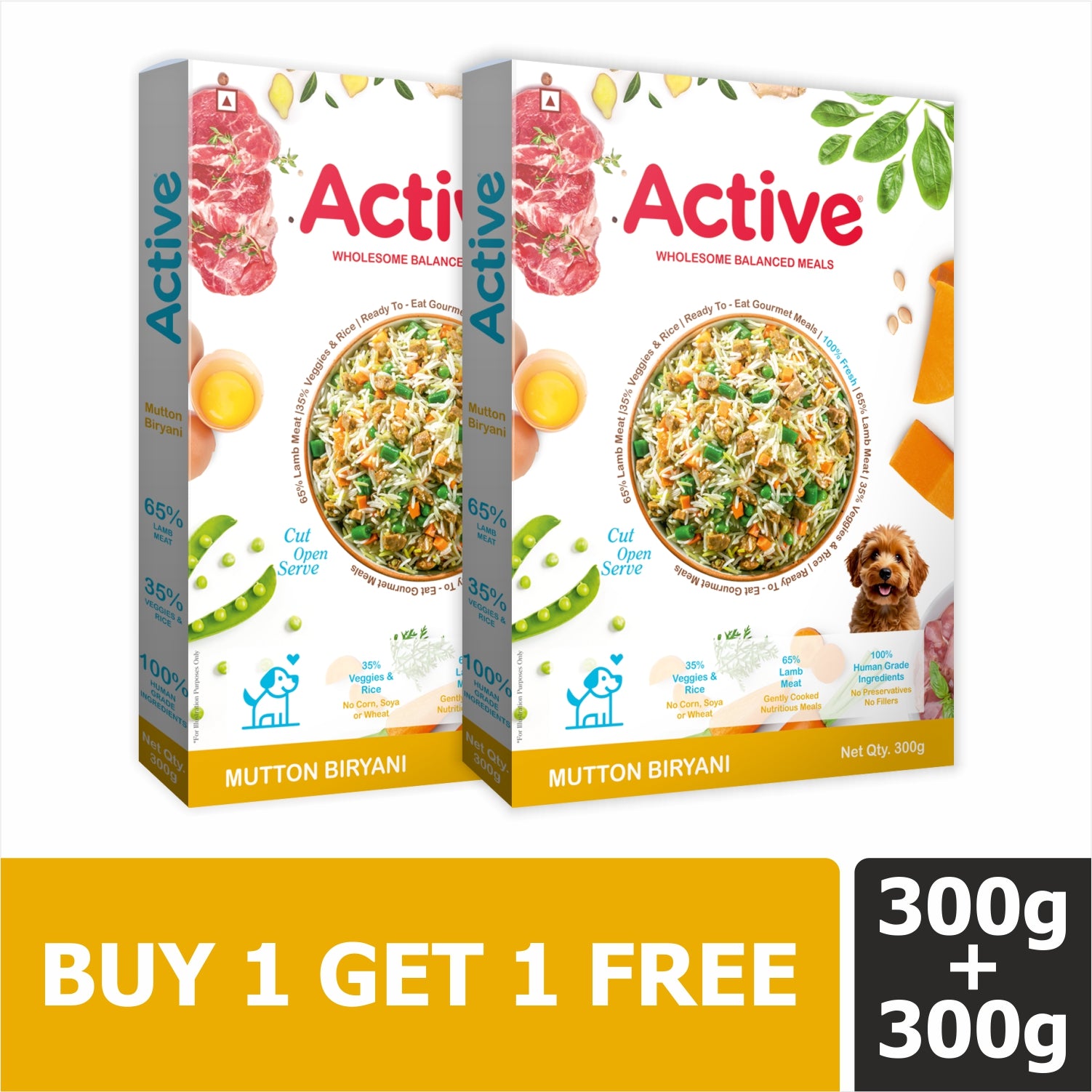 Active Mutton Biryani Fresh Food for Dogs (Buy 1 Get 1) Dogs-Fresh Food Active