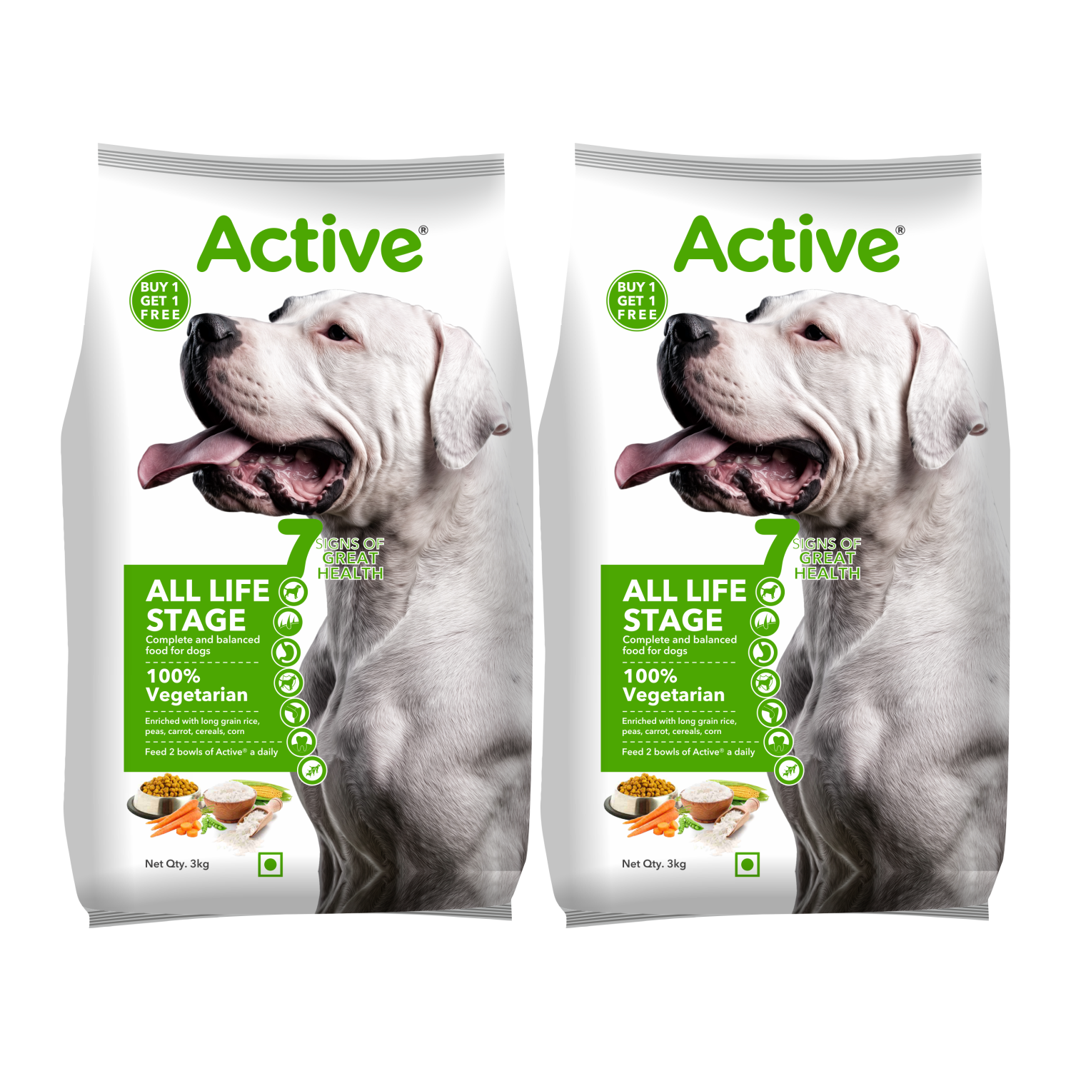 Active All Breed 100% Veg Dog Dry Food (Buy 1 Get 1) Dogs- Dry Food Active