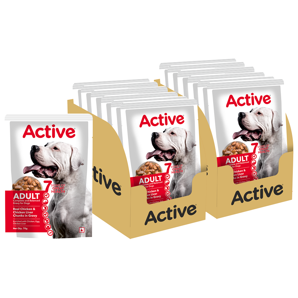 Active Real Chicken & Chicken Liver Chunks in Gravy Adult Dog Wet Food (Buy 1 Get 1) Dogs-Wet Food Active