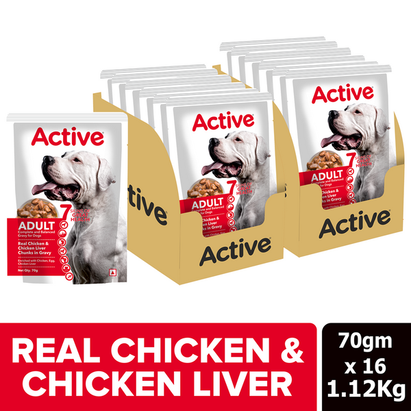 Active Real Chicken & Chicken Liver Chunks in Gravy Adult Dog Wet Food (Buy 1 Get 1)