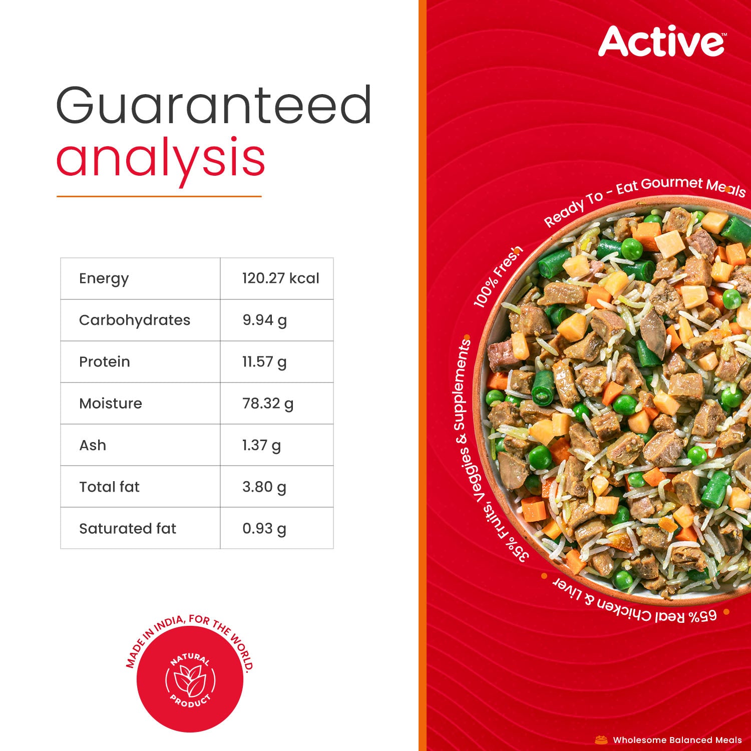 Active Chicken and Pumpkin Biryani Fresh Food For Dogs (Buy 1 Get 1) Dogs-Fresh Food Active