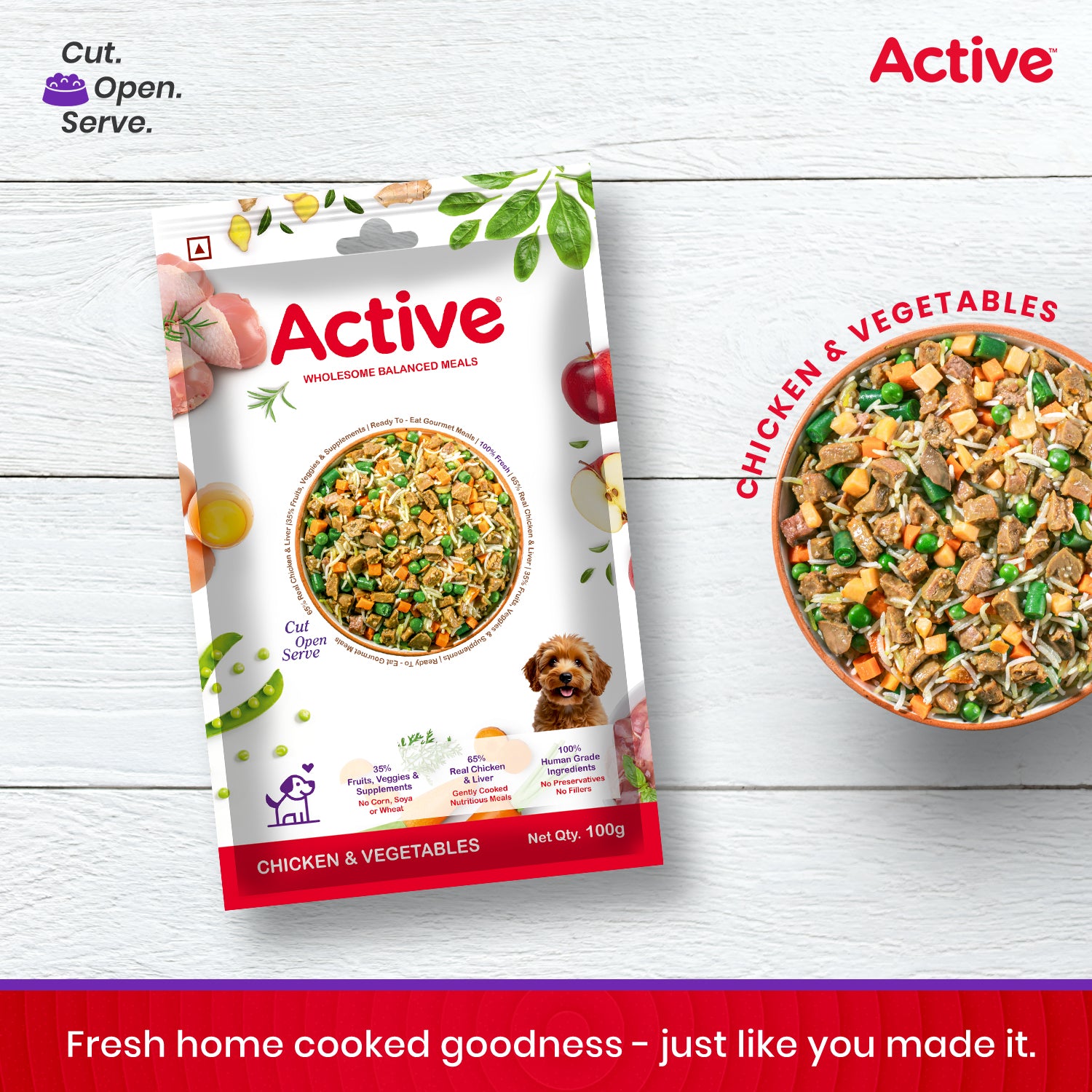 Active Chicken and Vegetable Biryani Fresh Food for Dogs (Buy 1 Get 1) Dogs-Fresh Food Active