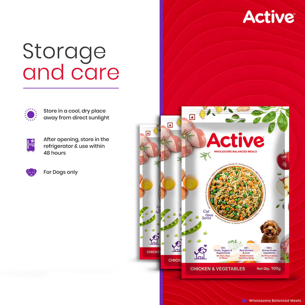 Active Chicken and Vegetable Biryani Fresh Food for Dogs (Buy 1 Get 1) Dogs-Fresh Food Active