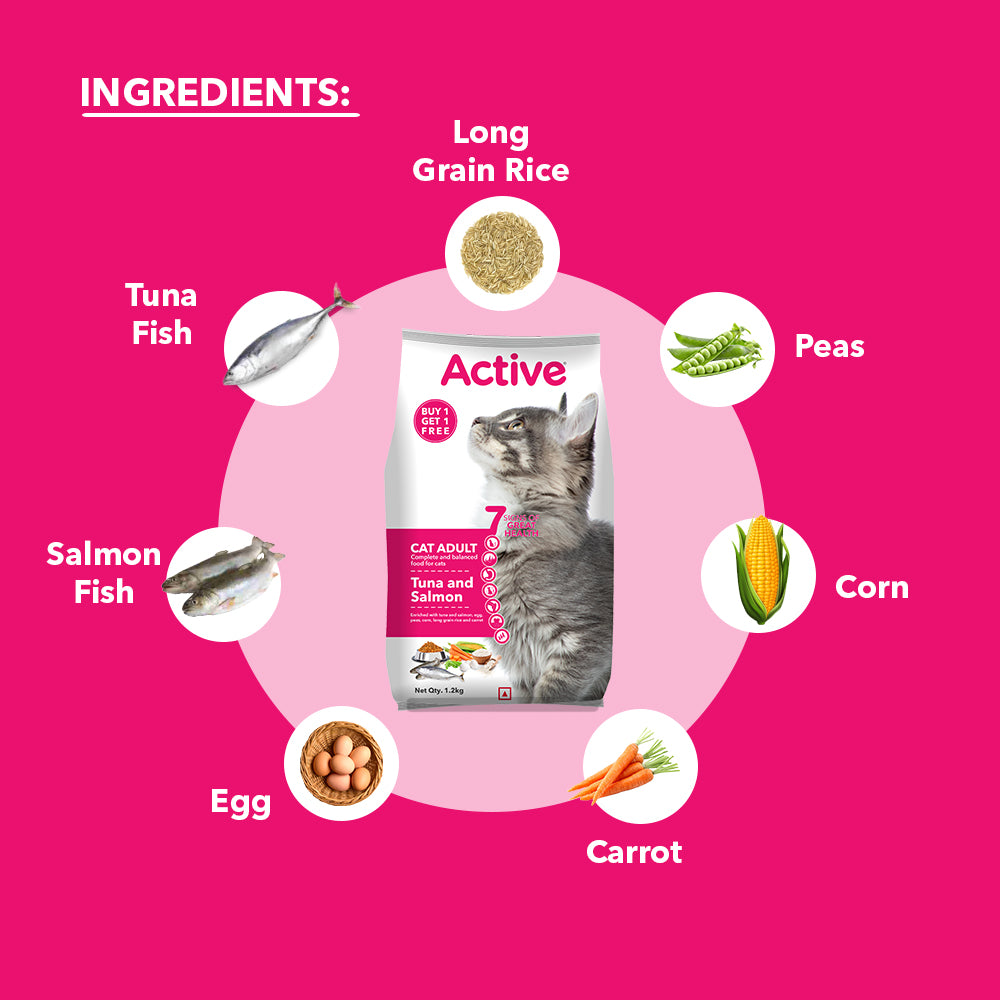 Active Tuna and Salmon Adult Cat Dry Food (Buy 1 Get 1) Cats- Dry food Active