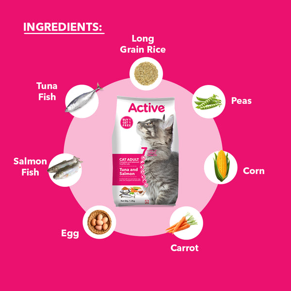 Active Tuna and Salmon Adult Cat Dry Food (Buy 1 Get 1)