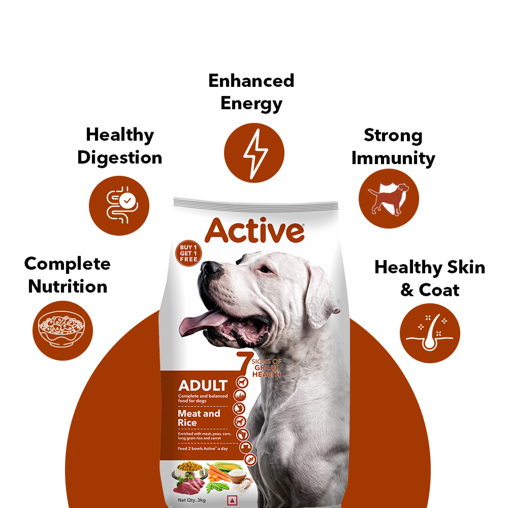 Active Meat and Rice Adult Dog Dry Food (Buy 1 Get 1) Dogs- Dry Food Active