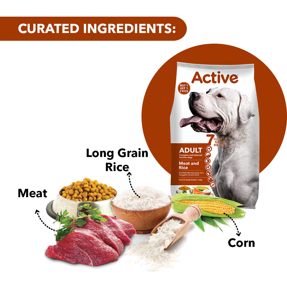 Active Meat and Rice Adult Dog Dry Food (Buy 1 Get 1) Dogs- Dry Food Active