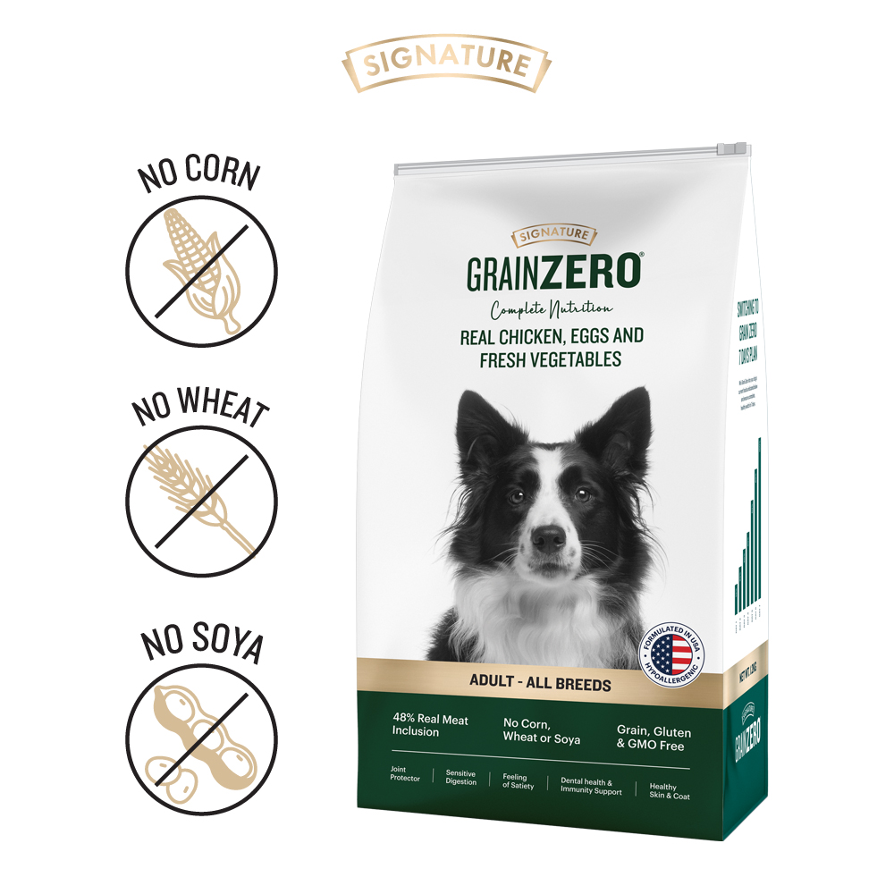 Signature Grain Zero Real Chicken, Egg and Vegetables Adult Dog Dry Food